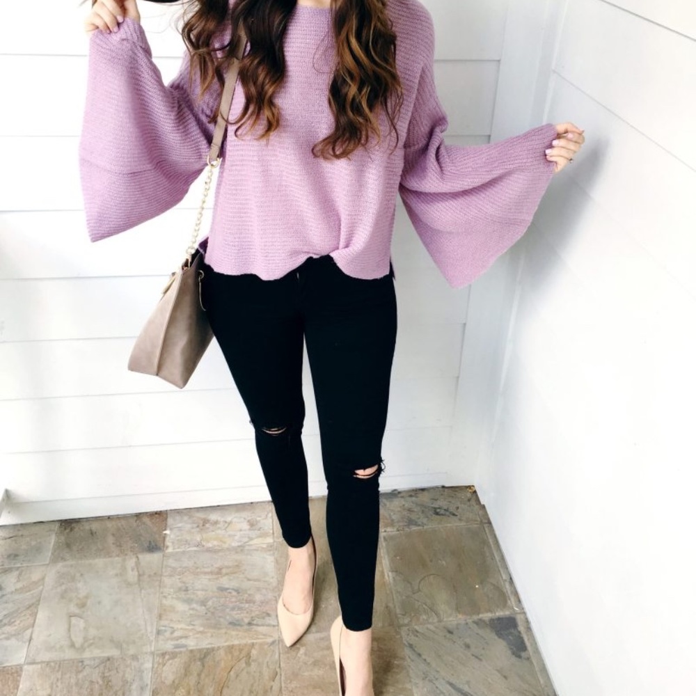 ❌SOLD❌ lavender bell sleeve sweater